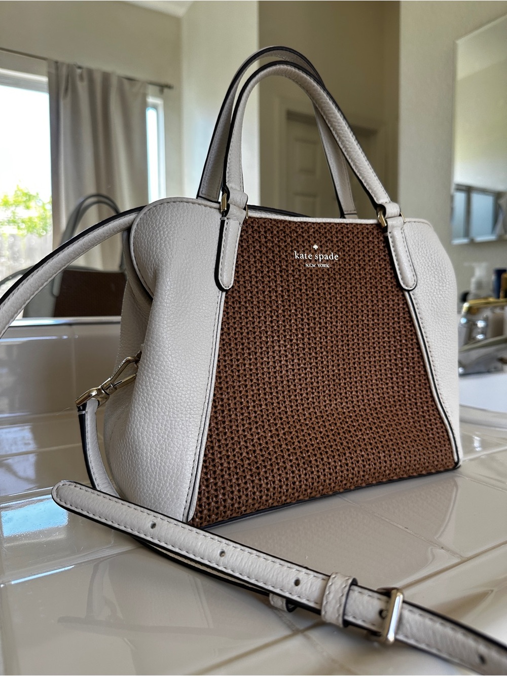 Kate Spade New York Jackson Straw Medium Triple Closure Satchel Handbag Purse - Picture 2 of 14